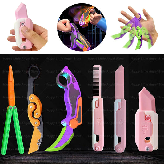 3D HubDepot™ New 3D Printing Plastic Butterfly Claw Knife Carrot Gravitys Knife Decompression Toy